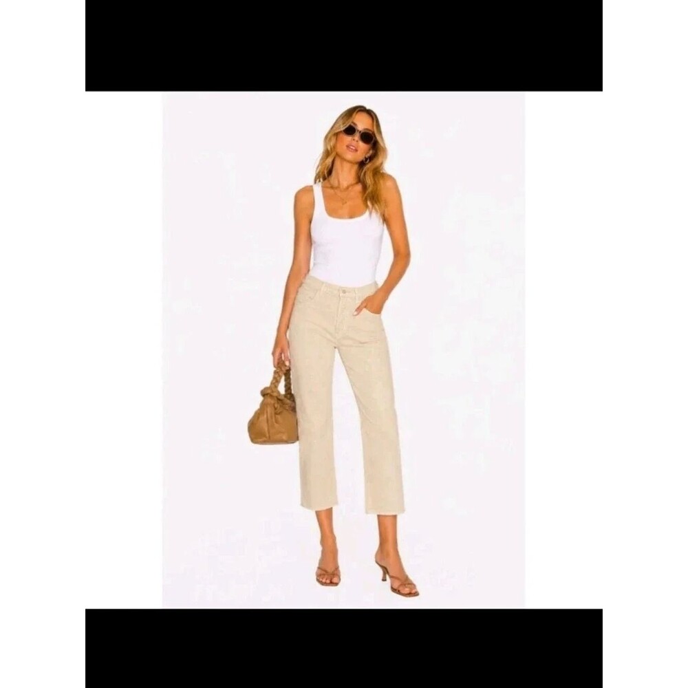 MOTHER The Ditcher Crop In Wash Chalk It Up Button fly Jeans Size 28 High Rise